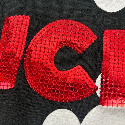 Disney Mickey Sequin Crew Neck Sweatshirt Girls Extra Large XL Black White Red - Picture 8 of 9
