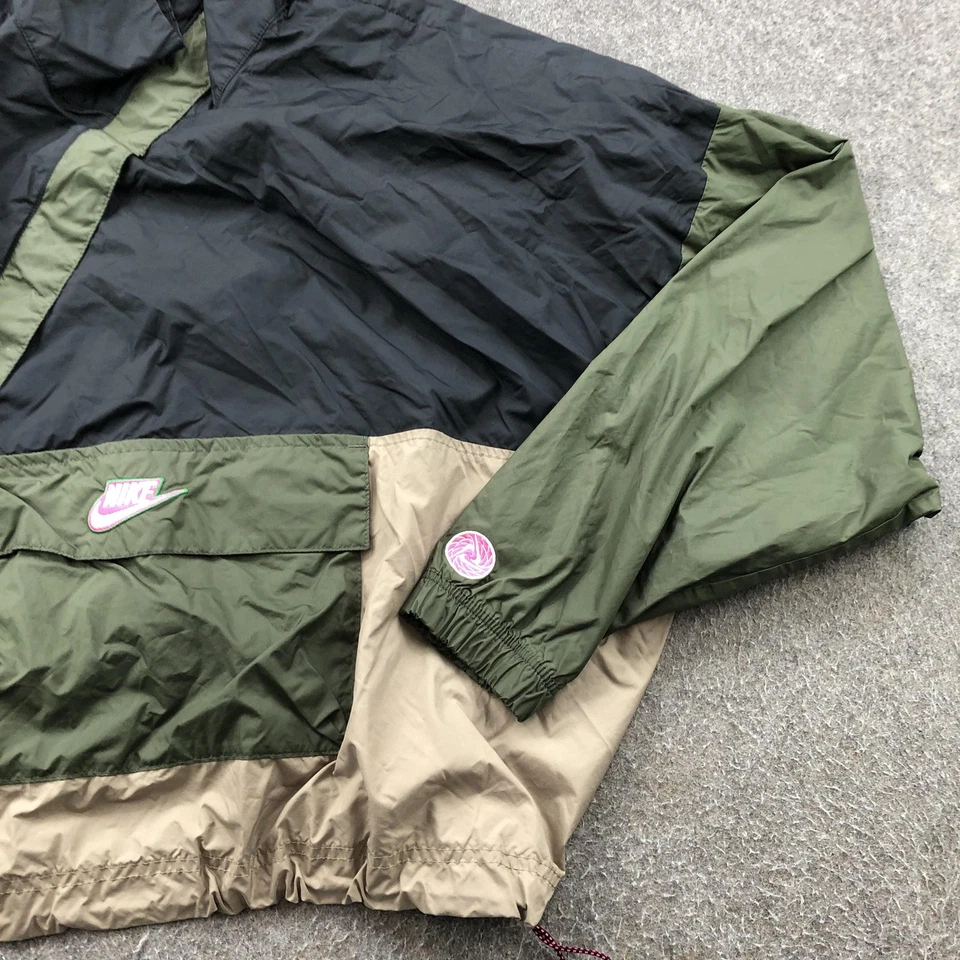 Chaqueta Nike Mujer XL Verde Negra Anorak Cortavientos Bloques de Color Pullover Media Cremallera Foto 3 de 4