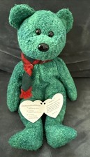 Vintage TY Beanie Baby Wallace Bear Retired Green Plaid Scarf 1999 Tag Detached