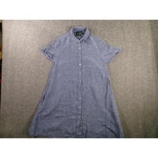 Tahari Dress Womens Small Blue Button Front Shirt Linen Coastal Resort Beachy