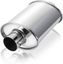 2.5 Ultra Quiet Resonator Exhaust Muffler 13.8 Overall Length Silver 2.5 Ultra Quiet Resonator Exhaust Muffler 13.8 Overall Length Silver