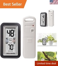 Black Digital Thermometer: Accurate Indoor/Outdoor Temperature Display Records