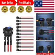 12pcs Rocker Toggle Switch 3Pins 12V 20A Wired Round LED Light Power On Off S...