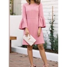 Ann Taylor Women's Pink Bell Sleeve Sheath Dress Back Zip 00P