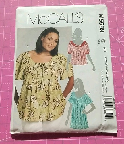 McCall's M5589 Damen Tops Größen 18W-24W UNGESCHNITTEN