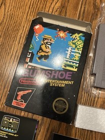 Nintendo Gumshoe Sticker Seal Black Box NES Video Game 5 screw Cartridge RARE