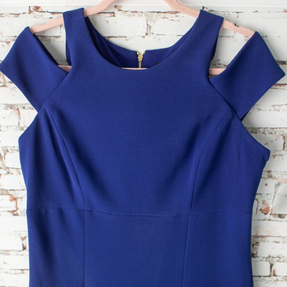 MSK 女式晚礼服连衣裙 12 码皇家蓝色开衩正式长裙全新旧货 — 第 2/4 张图片