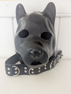 Used Latex Pup Hood Costume Latex Mask