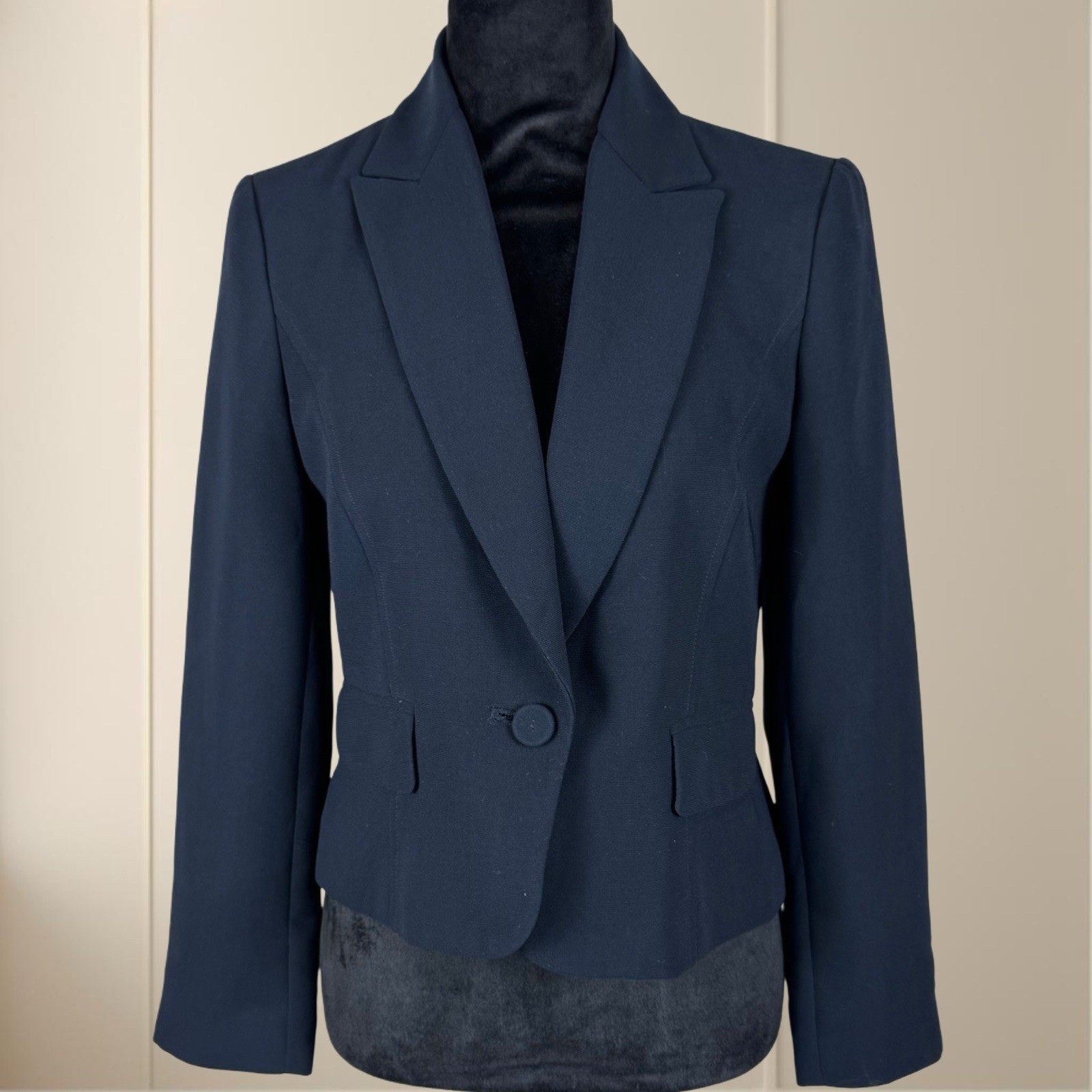 Jones Wear Petites One Button Navy Blue Blazer Suit Jacket C