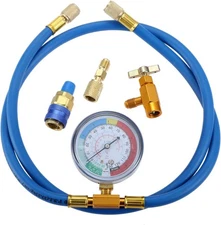 Aupoko R134A Recharge Hose Kit with Gauge, 59'' AC Refrigerant Recharging Hose