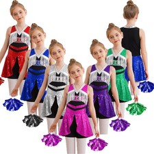 Kids Girls Dancewear Tassels Outfits Accessories Dress Leader V-Neck Versatile