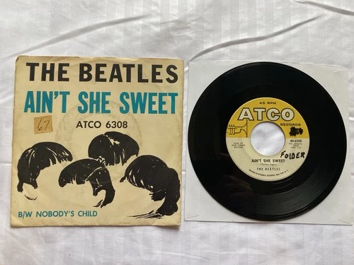 Beatles - Ain’t She Sweet / Nobodys Child 45 w/ Picture Sleeve - ATCO 6308 Vinyl