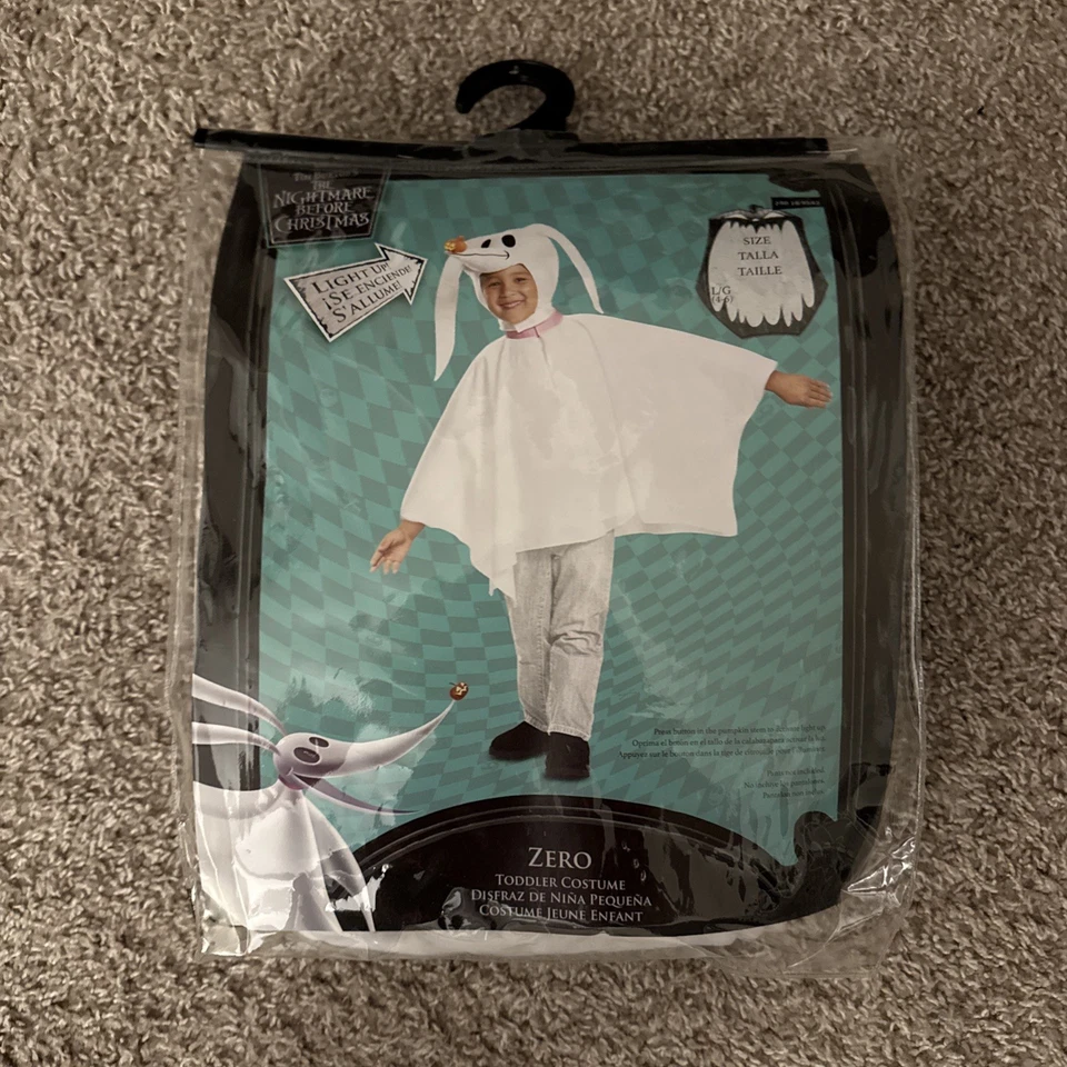The Nightmare Before Christmas "Zero" 万圣节服装 带点亮鼻子 Lg 4-6 — 第 2/2 张图片