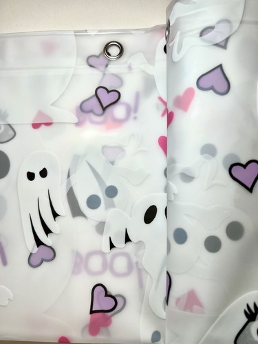 TENDA DOCCIA BETSEY JOHNSON XOX BOO GHOSTS PEVA HALLOWEEN DIVERTENTE OCCHIELLI IN METALLO - Foto 7 di 11