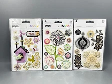 Basic Grey Pops Layered Stickers Scrapbook Birdhouse & Flowers 3 Sheets