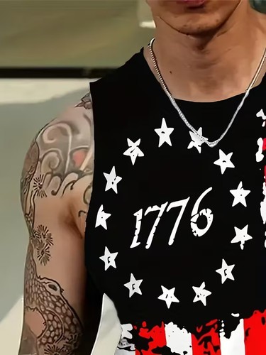 MENS, "WE THE PEOPLE" 3D Sleeveless and Tank-Top American Flag Shirts (NEW) - Picture 7 of 19
