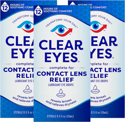 Clear Eyes Contact Lens Relief Eye Drops, 0.5 Fl Oz, 3 Pack