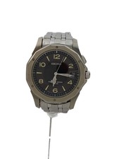 SEIKO Quartz Wristwatch/Analog/Stainless/BLK/SLV/7B22 0AC0/Slight Scratches/