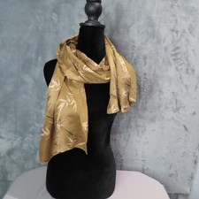Banjara Scarf Womens Silk Leaf Pattern Lightweight Wrap Shawl Brown Gold Boho