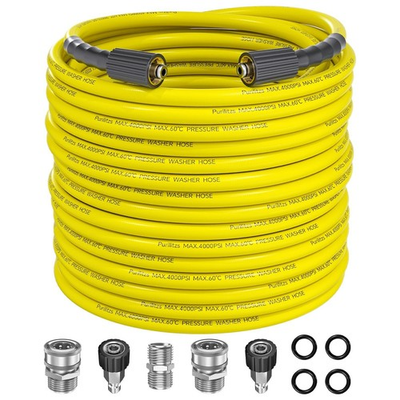 #ad Pressure Washer Hose 100FT with M22 14 15 Fittings 1 4 Inch Kink Resistant R... $76.46