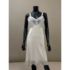 Vintage Aristocraft White Lace Nylon Slip Dress USA Bridal Lingerie 1950s Sz S