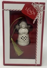 Lenox Angel Wishes Heart Christmas Ornament 2.5” Porcelain Bell Gold Trim