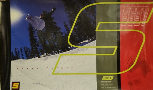 SWAG snowboard clothing 1996 SHAUN PALMER promotional poster VG++++  Condition