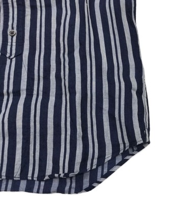 NIGEL CABOURN Striped linen shirt Size: 44 Navy x gray Men
