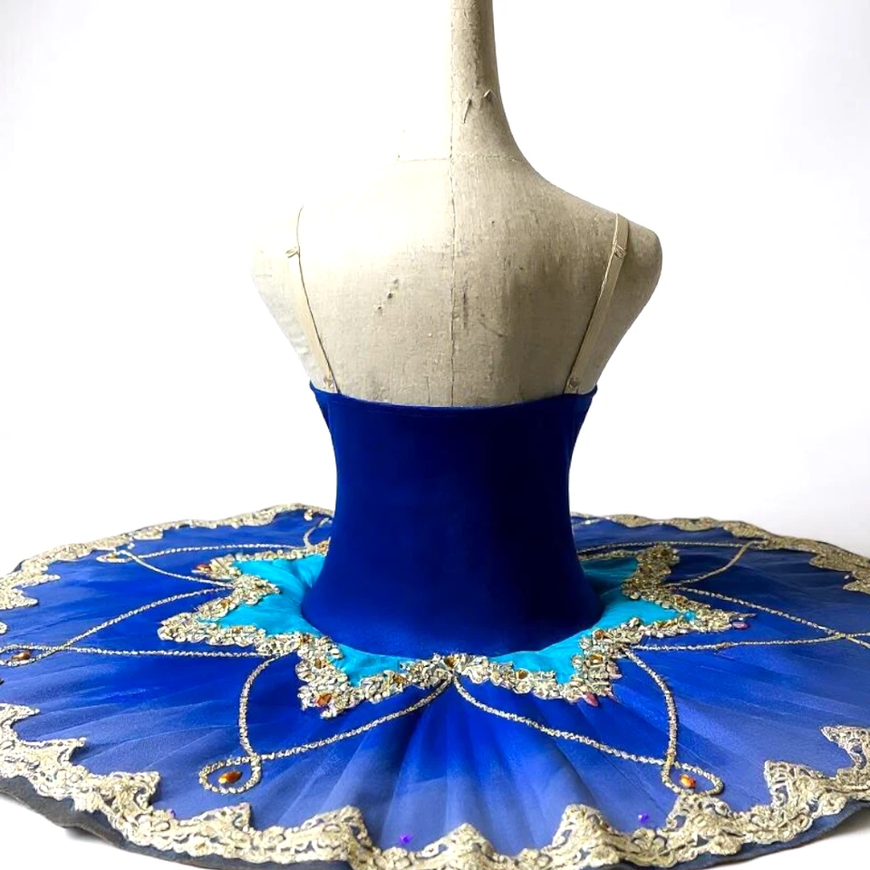 Blue Turquoise Ballet Tutu Professional Gamzatti Raymonda Paquita Gold Applique - Image 4 of 4