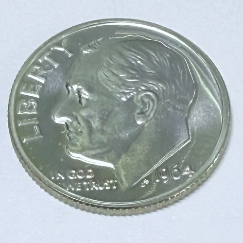 1964 10C Roosevelt Dime 90% Silver - MS MINT STATE PLUS DETAILS #5723