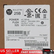 New Allen-Bradley 25B-D4P0N114 PowerFlex 525 1.5kW 2Hp AC Drive US Free Tax