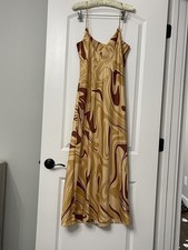 Y2K Swirl Print Slip Midi Dress Grunge Whimsigoth Bombshell Party Summer Maxi