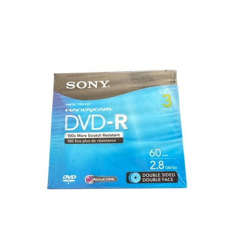 Sony Handycam DVD-R 3 Pack 2.8GB 60 Min Double Sided AccuCORE Scratch ...