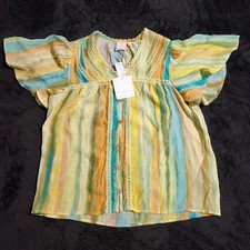Sharagano Petite Striped Button Front Blouse ...