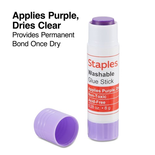 Staples Washable Glue Sticks Purple .26 oz. 4/Pack (10446) - Picture 4 of 6