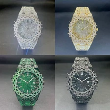 Iced Out Thorn Crown Watch Full CZ Diamond Hip Hop Luxury Quartz Bling