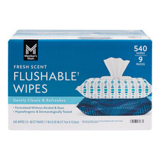 Member's Mark Flushable Wipes, Scented, 540 Count Hypoallergenic Fresh Scent