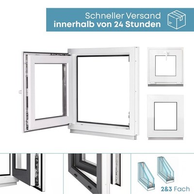 Kellerfenster Kunststofffenster Fenster 2-fach 3-fach weiß Dreh-Kipp