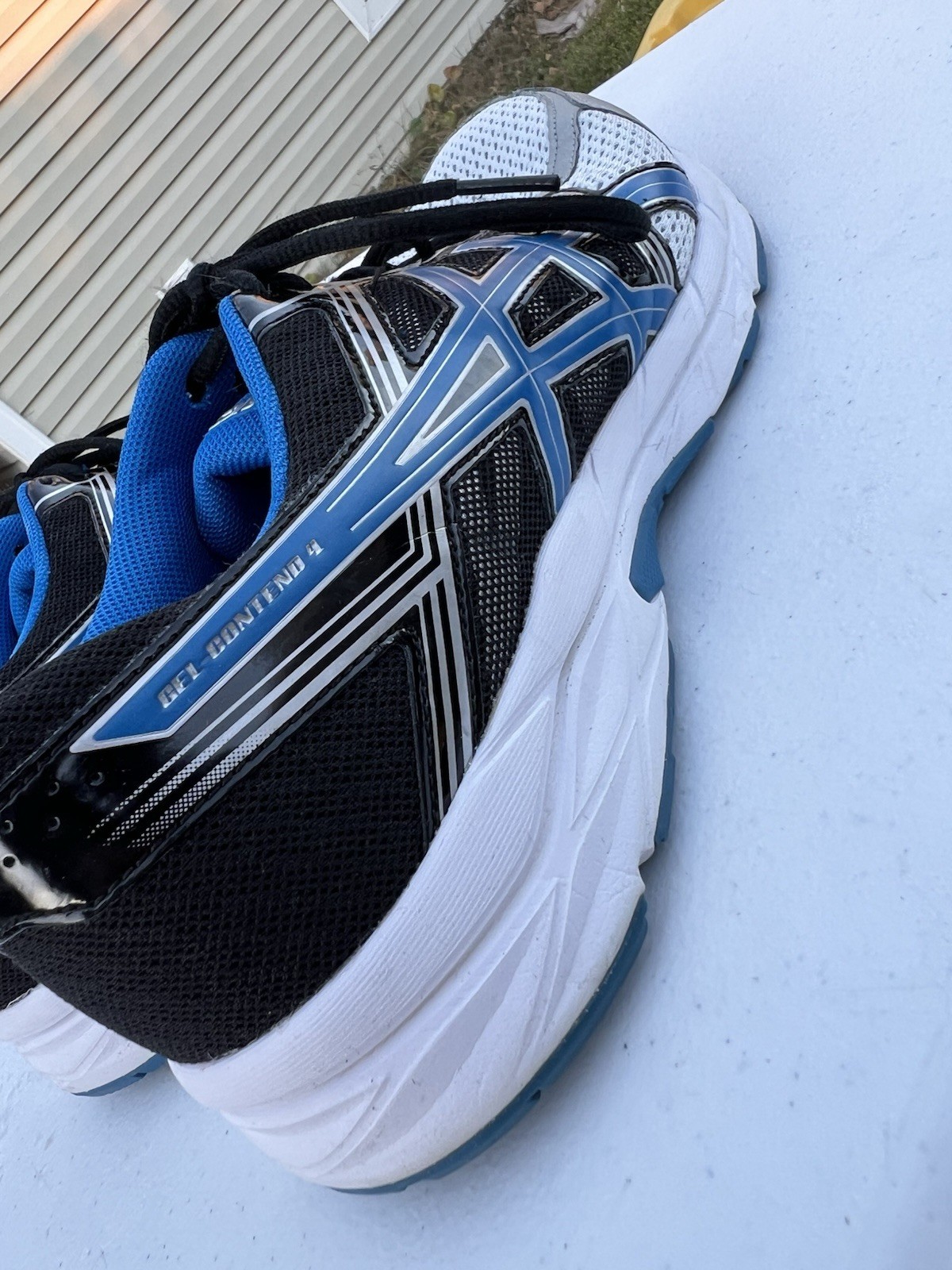 Men’s ASICS White Blue Black Running Shoes Size 10 4E Wide  thumbnail 5