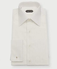 Tom Ford Men  s 100 Cotton White Tuxedo Dress Shirt