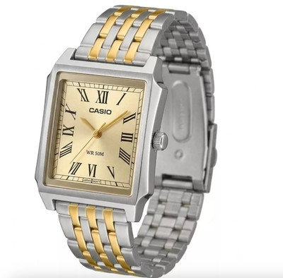 Casio MTP-B190SG-9BV Herrenuhr, goldenes Zifferblatt, bicolor Edelstahl