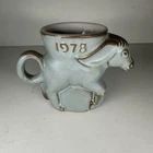 Frankoma Pottery Democrat Mug 1978 Light Blue Donkey Political Dem Collectible