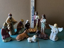Vintage Artmark 1996 Porcelain 11 Pcs Christmas Nativity Figurine Set In Box