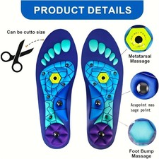 Durable Sweat-Absorbent Reusable Acupoint Massage Breathable Foot Support Insole