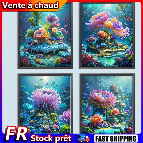 5D DIY Full Round Drill Diamond Painting Coral Cottage Kit Home Decor ...
