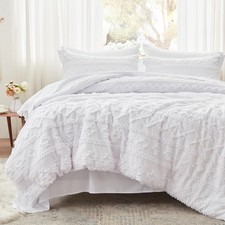 King Size Comforter Set 7 Pieces, White Bed in a Bag with Comforter and Sheets