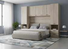 Cellini Oak Effect OverBed Storage Unit Wardrobe With 6 Doors Bedroom Furniture