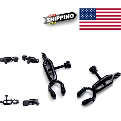 Gentle Rubber Tipped Nipple Clamps Black Adjustable for Foreplay Enhancement