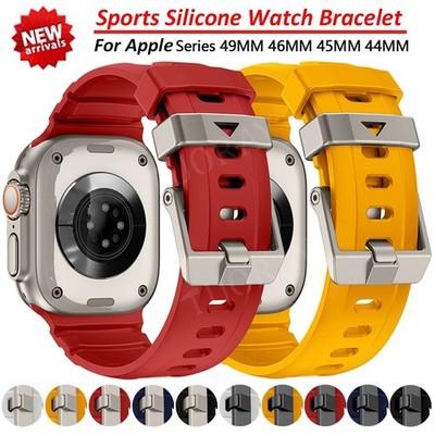 Silicone Sport Band for Apple Watch 10 9 8 7 6 SE 5 4 3 42/44/45/46/49mm Ultra 2