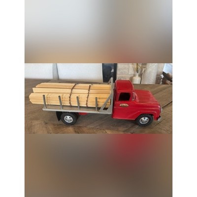 Vintage 1960s Tonka Toys Red Stake Bed Lumber Truck Pressed Steel